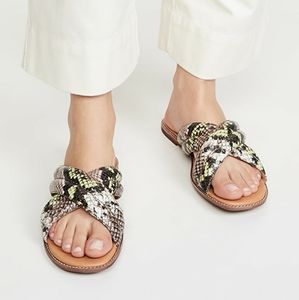 The Skyler Slide Sandal in Snake Embossed Leather